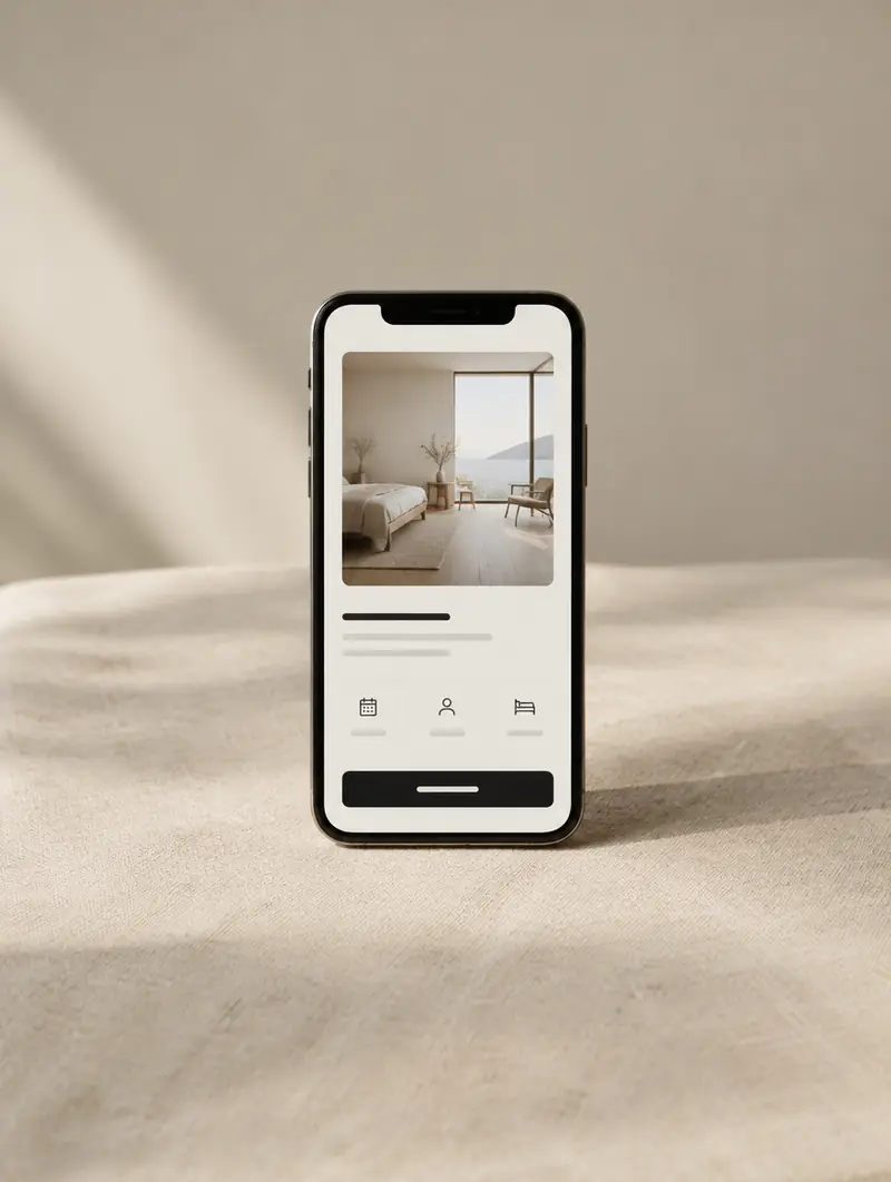 Phone showing a refined online booking page